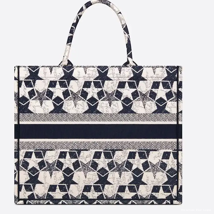Cheap White Book Dior Blue Canvas Motif Tote Etoile 0527 Luxury